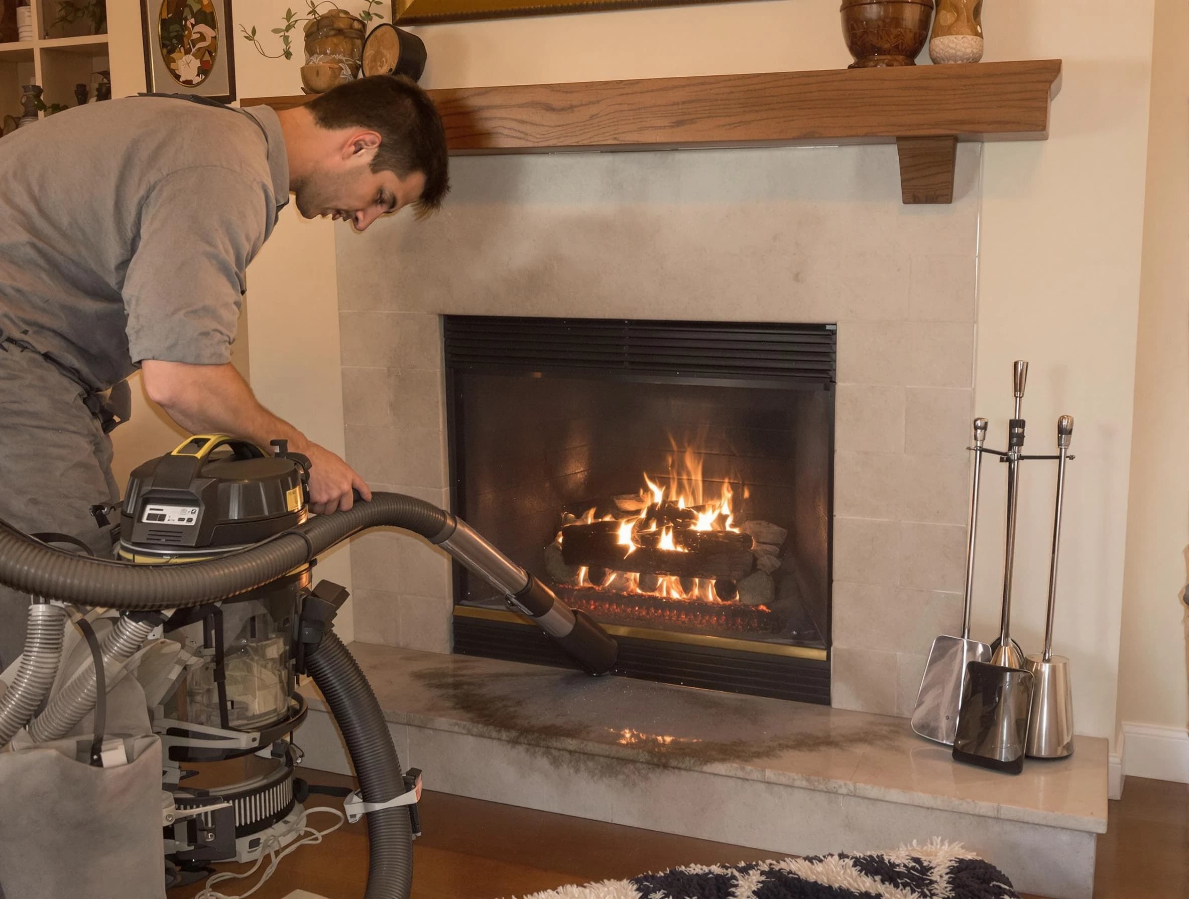 Routine fireplace upkeep by Enon Chimney Sweep in Enon, VA