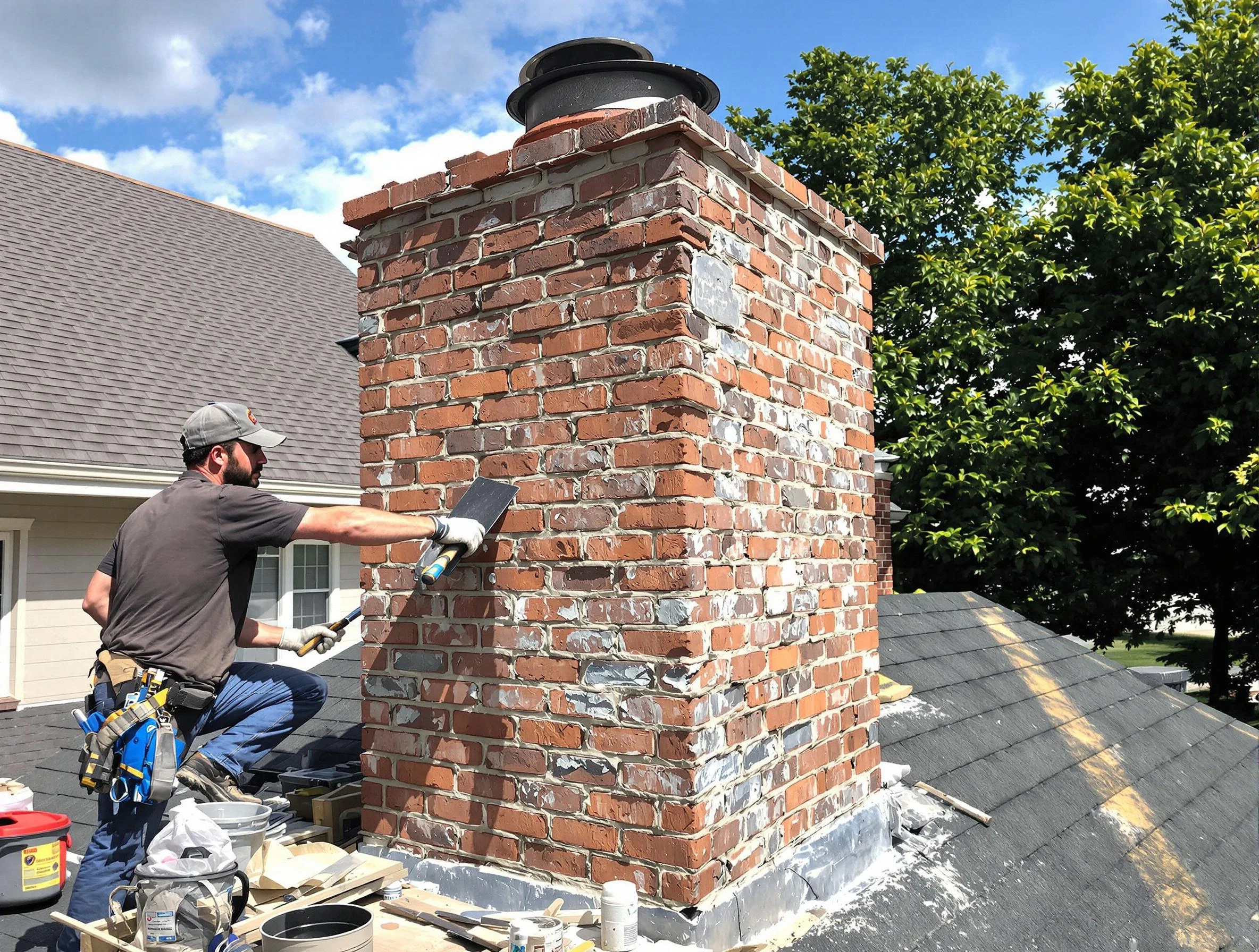 Completed chimney rebuild by Enon Chimney Sweep in Enon, VA