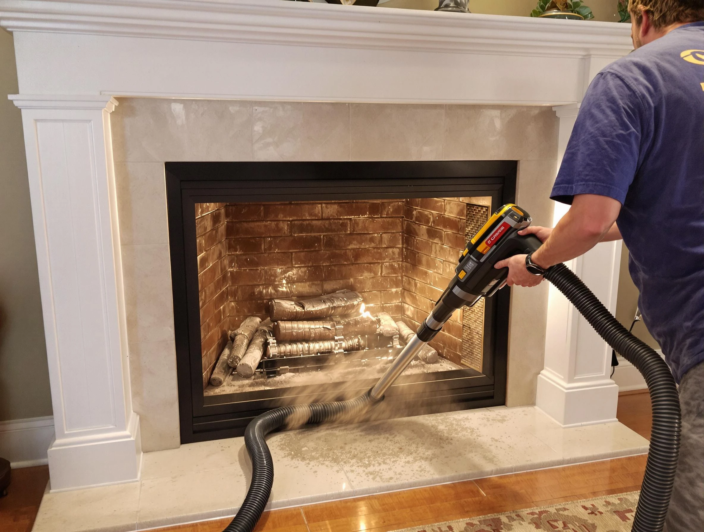 Fireplace cleaning performed by Enon Chimney Sweep in Enon, VA