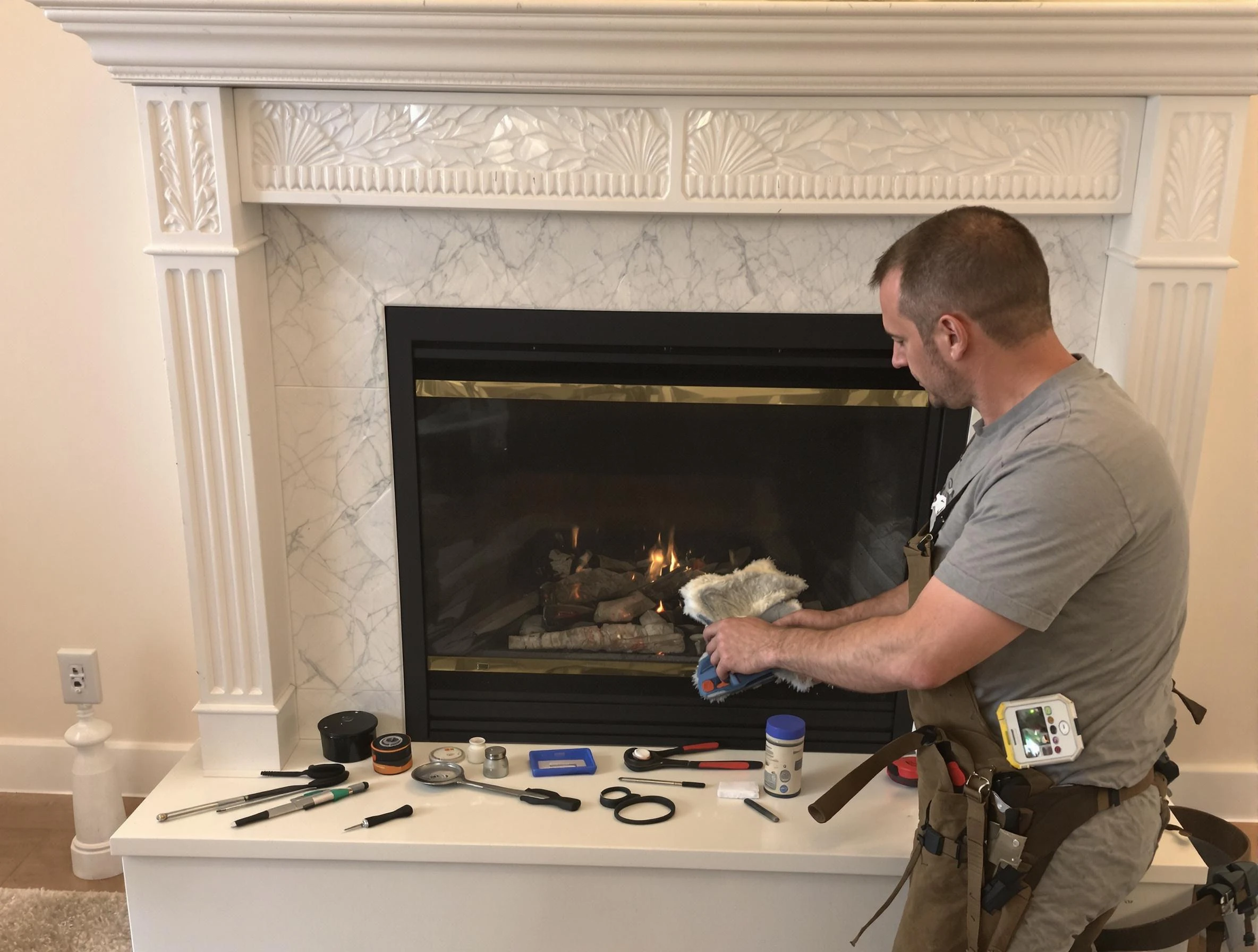Enon Chimney Sweep performing fireplace maintenance in Enon, VA